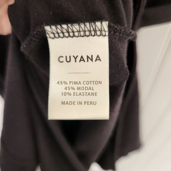 CUYANA Black Pima Cotton Modal Soft Jersey Knit Essential Midi Shirt Dress Small - Picture 9 of 9